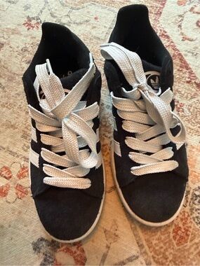 adidas Black Suede High-Top Sneakers with White Accents
